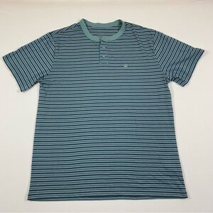 Brixton‎ Henley T-shirt Men's Medium Striped Embroidered Indie Hipster Surfer